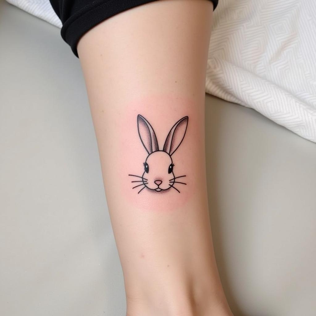 Hình xăm thỏ phong cách tối giản thanh lịch và hiện đại