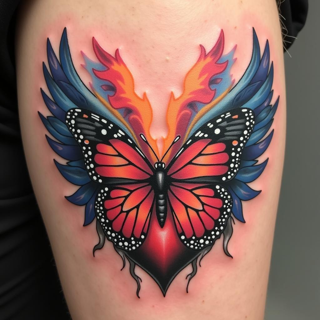 Hình xăm trái tim có cánh thể hiện sự trưởng thành và thay đổi tích cực trong cuộc sống