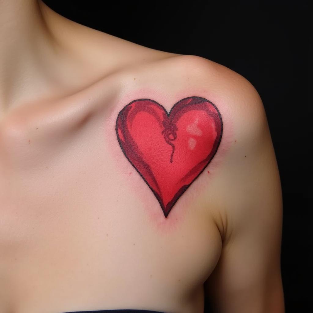 Hinh xam trai tim mau do o ba vai the hien su manh me va ca tinh