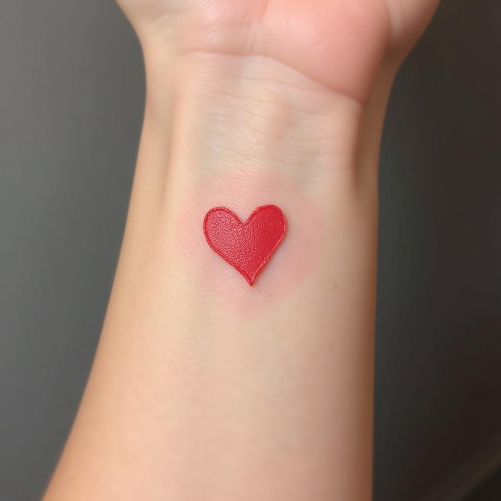 Hinh xam trai tim mau do nho nhan o co tay the hien su tinh te