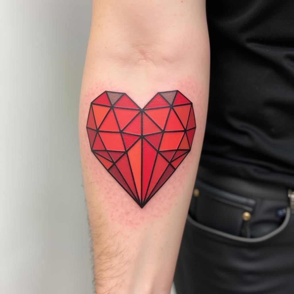 Hinh xam trai tim do phong cach Geometric voi cac duong net hinh hoc