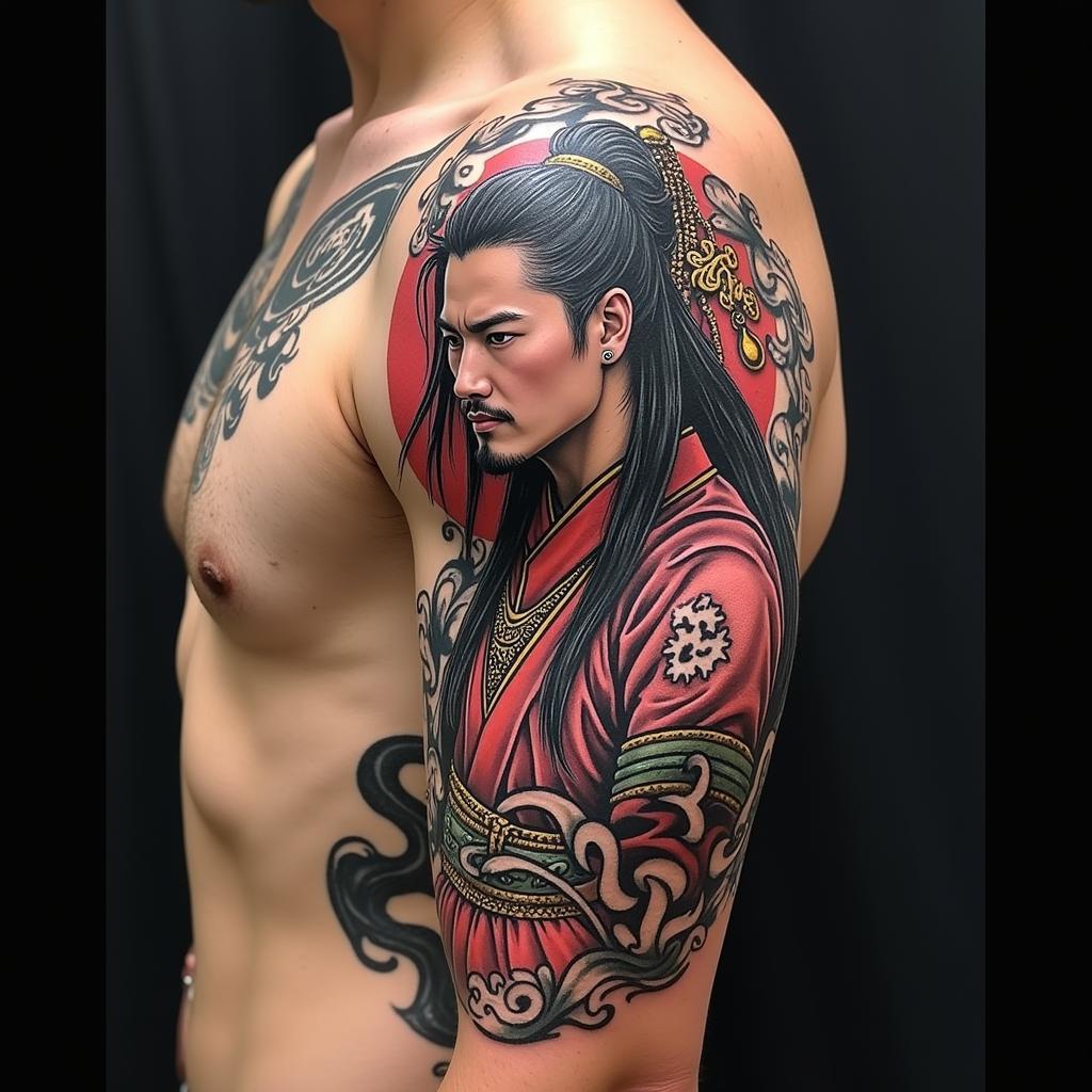 Hình xăm Triệu Tử Long Nhật Cổ đẹp và uy nghiêm, thể hiện sức mạnh và dũng khí