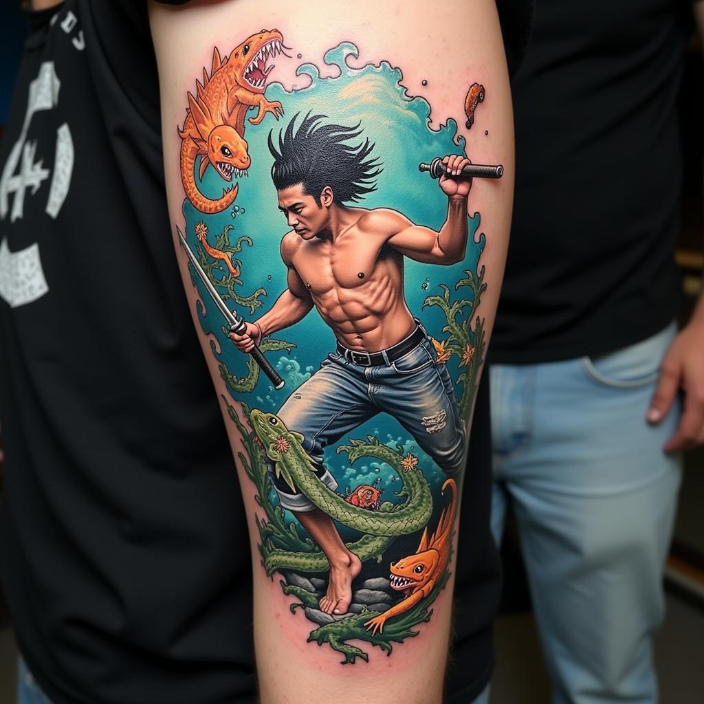 Mau hinh xam Truong Thuan chien dau duoi nuoc voi vu khi cuc ky manh me