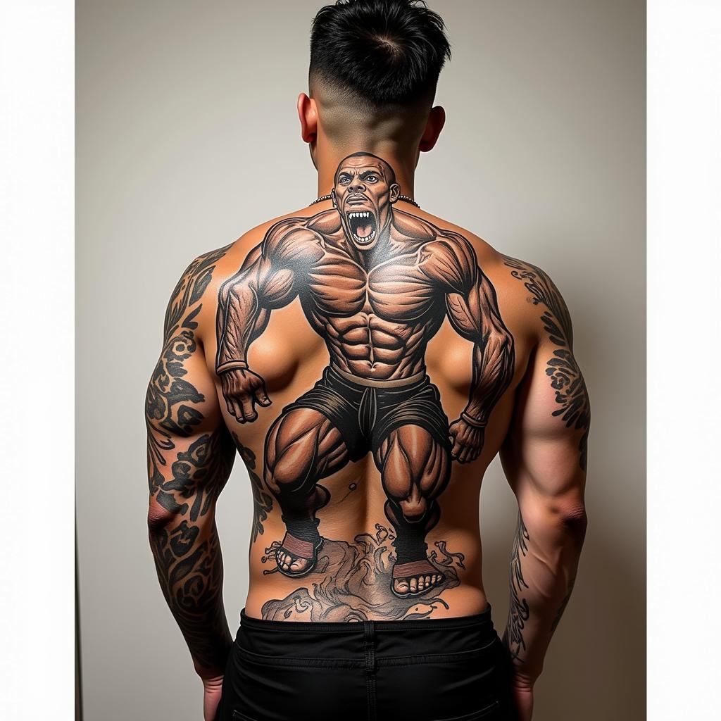 Hinh xam Truong Thuan lon o lung voi nhieu chi tiet tinh te va manh me