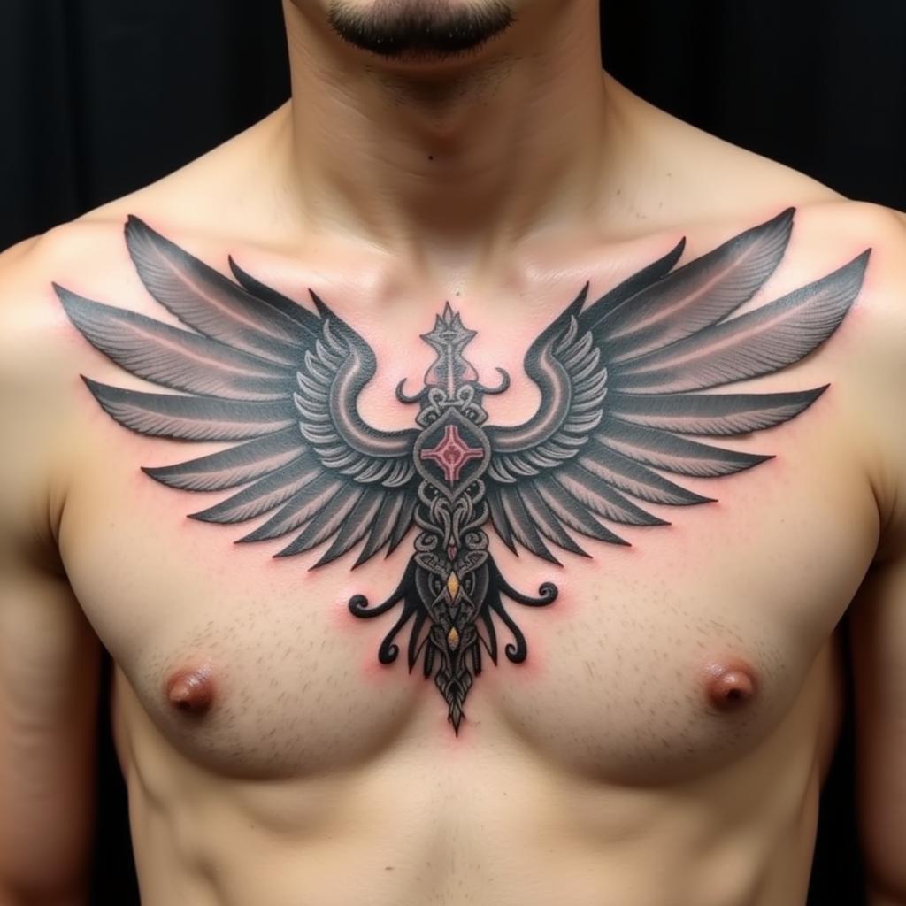 Hình xăm tứ linh ở ngực vị trí cá nhân quyến rũ và mong muốn được bảo vệ