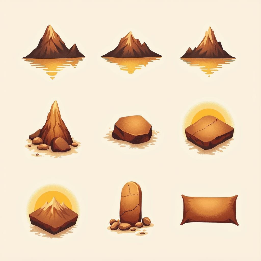 Hình xăm tướng nhỏ mệnh Thổ màu nâu đất và vàng ấm áp