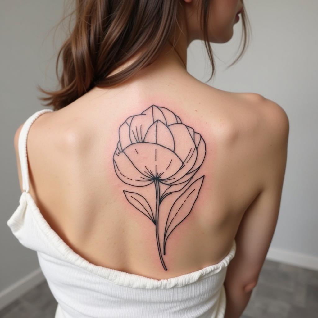 Hinh xăm vai nữ minimalist đường kẻ tinh tế hiện đại