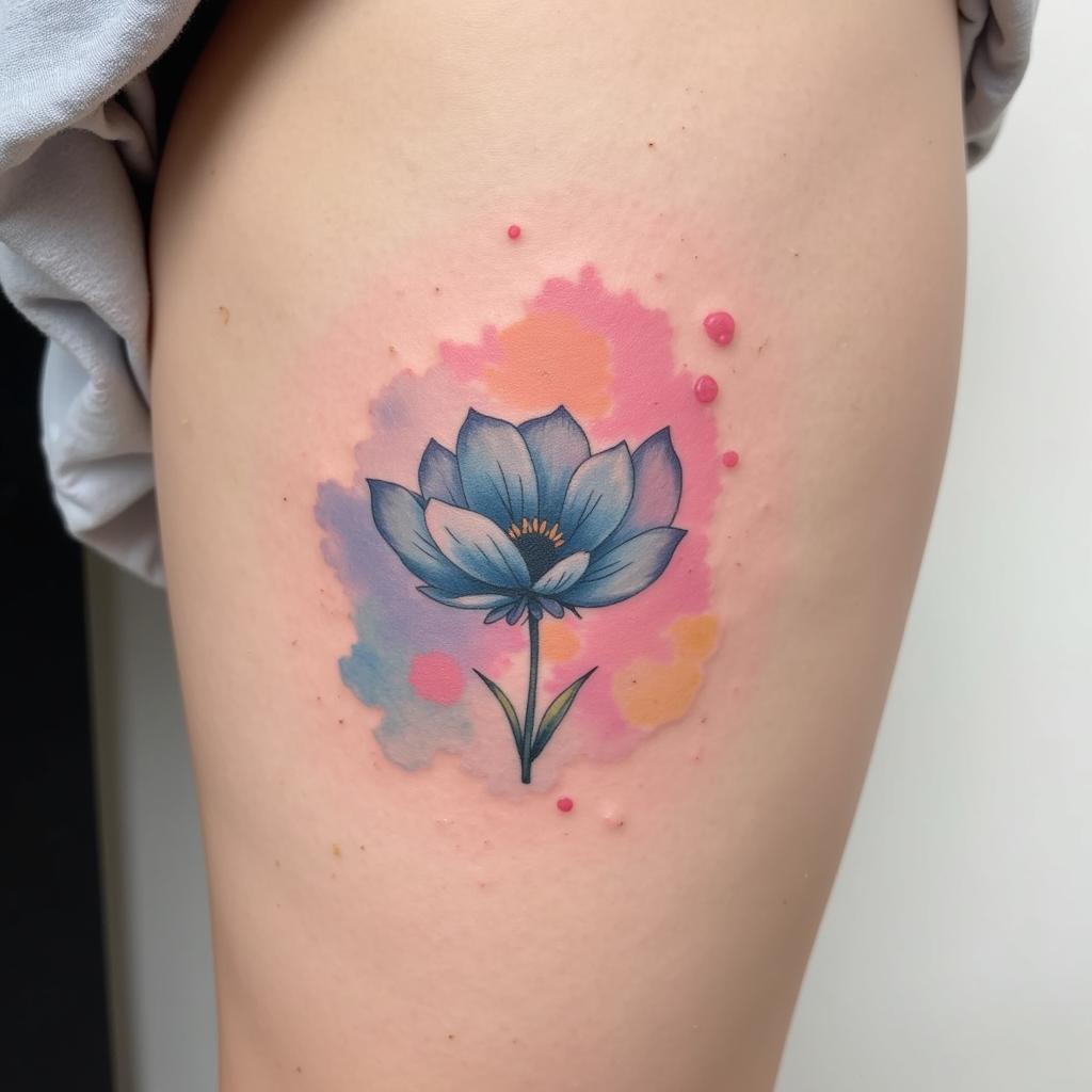 Hình xăm Watercolor màu nước nhẹ nhàng và bay bổng với các màu sắc tươi sáng