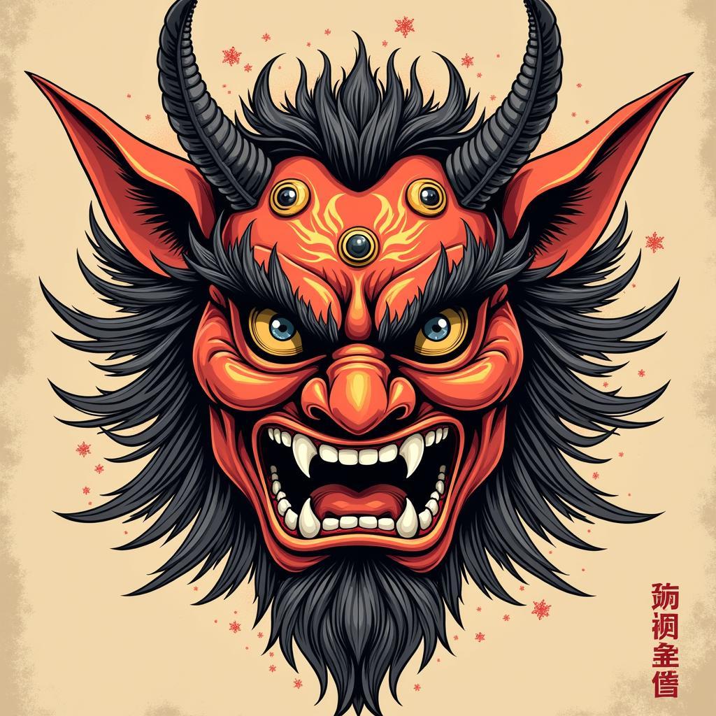 Mặt quỷ Oni biểu tượng cho sự bảo vệ và sức mạnh tâm linh trong văn hóa Nhật Bản