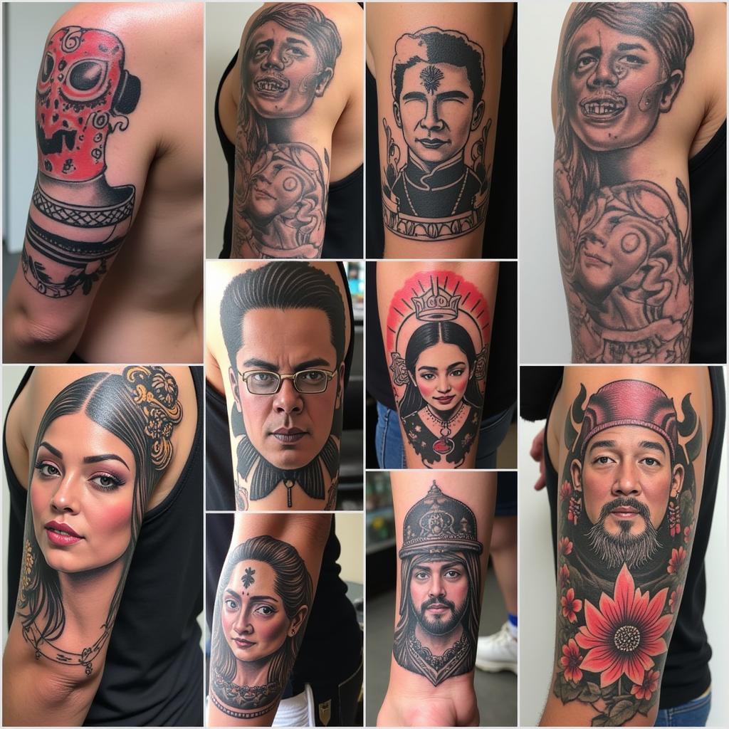 Collage cac mau hinh xam Hac Bach Vo Thuong pho bien voi nhieu phong cach