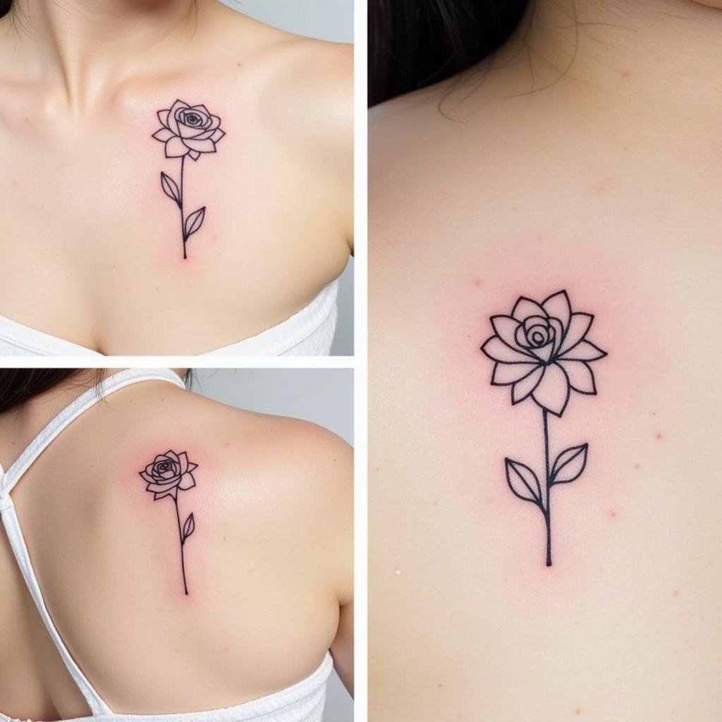Hình xăm hoa hồng vai nữ ý nghĩa mẫu đẹp bạn cần biết 4 mau hinh xam hoa hong toi gian 67bc45 1
