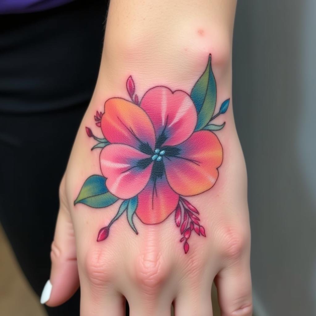 Hình xăm phong cách watercolor màu nước đẹp trên tay nữ