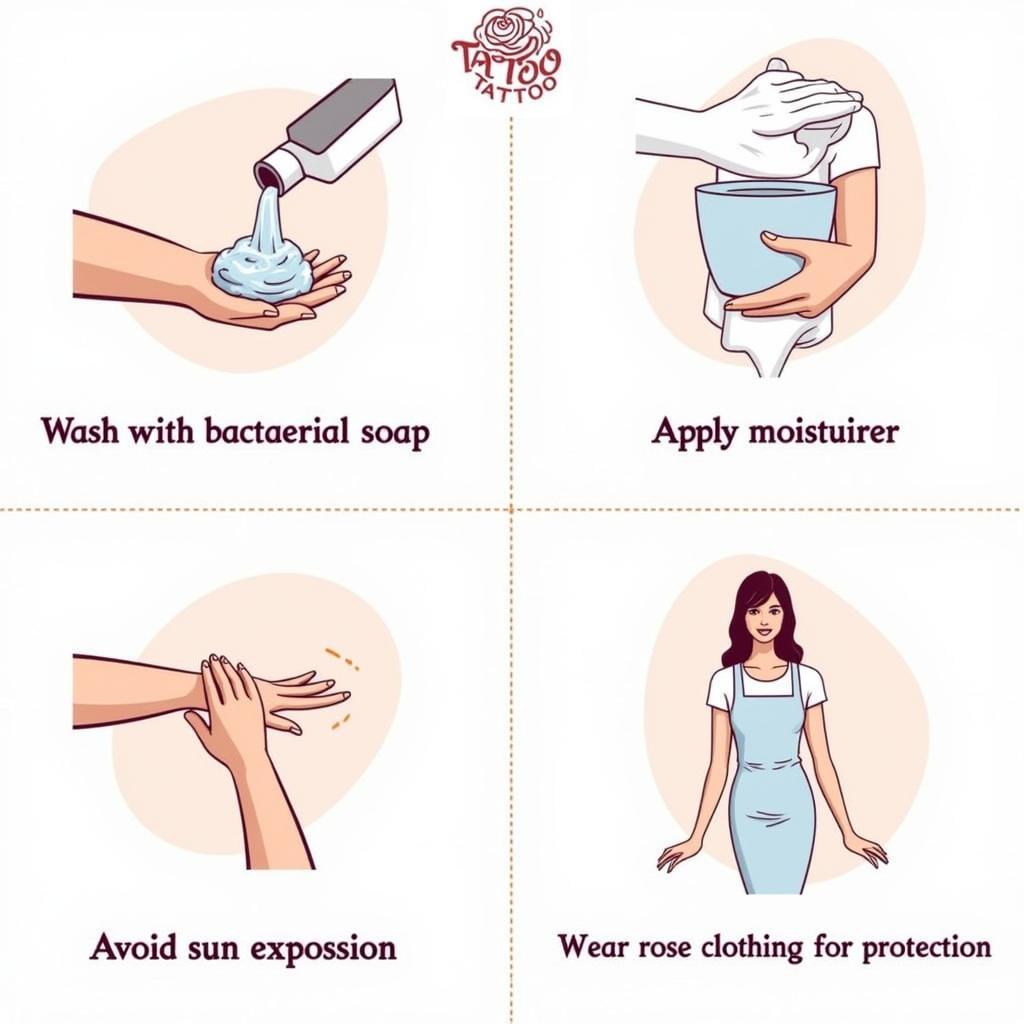 Hướng dẫn quy trình các bước chăm sóc hình xăm hoa hồng mới xăm đúng cách