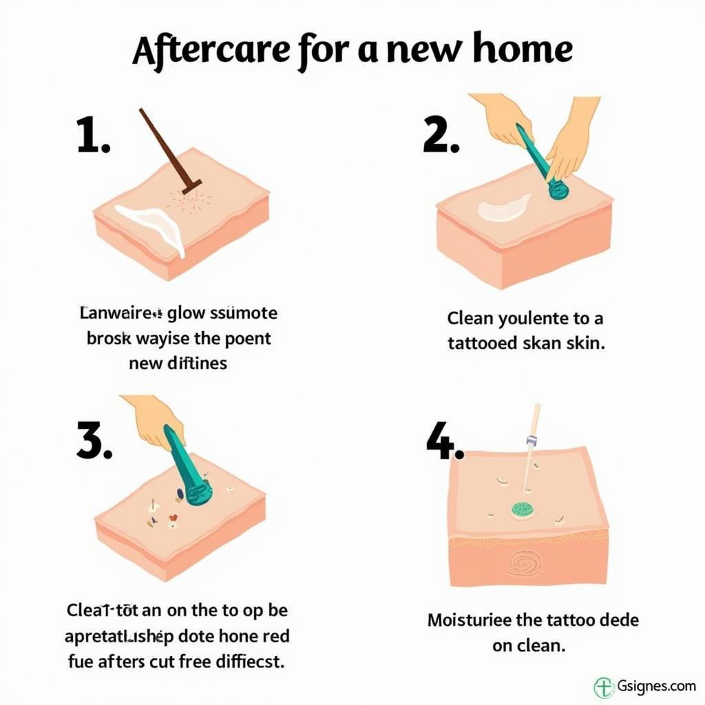 Quy trình chăm sóc hình xăm mới sau khi xăm tại nhà với các bước vệ sinh và dưỡng ẩm