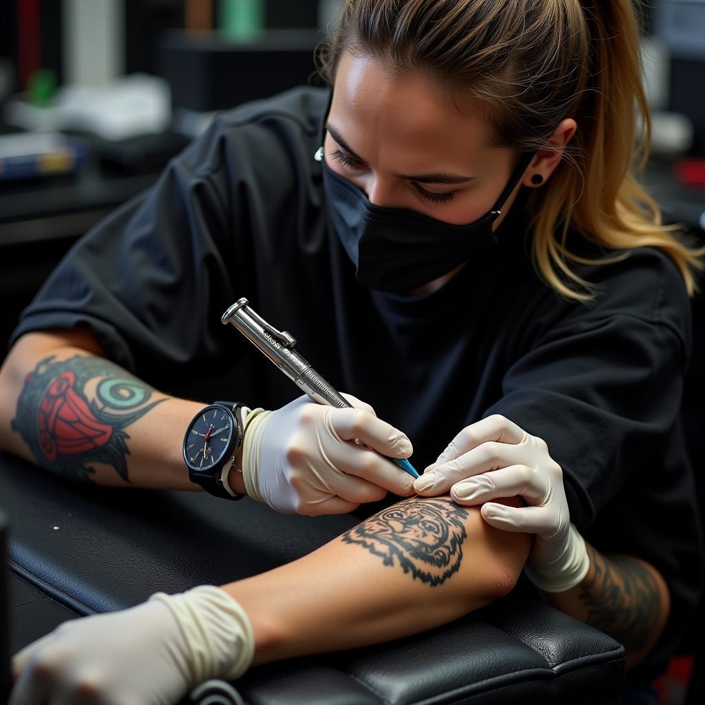 Quy trình xăm hình hổ hạ sơn chuyên nghiệp tại studio xăm.