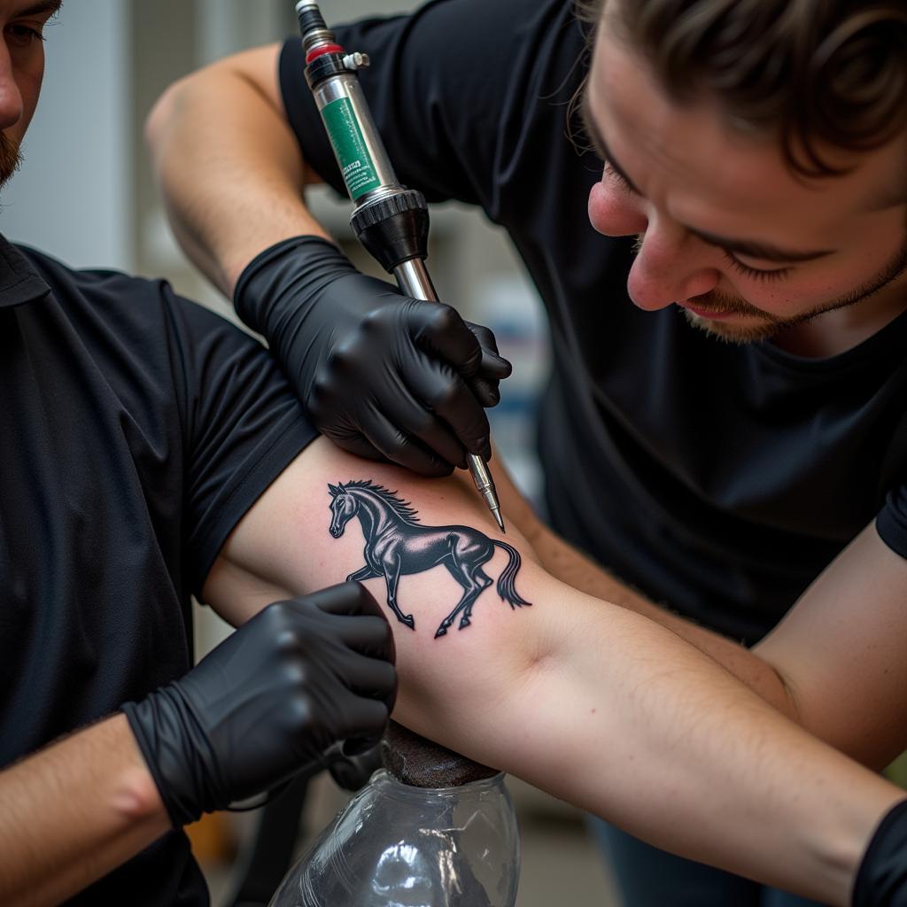 tho-xam-chuyen-nghiep-dang-xam-hinh-ngua-lua-cho-khach-hang.html