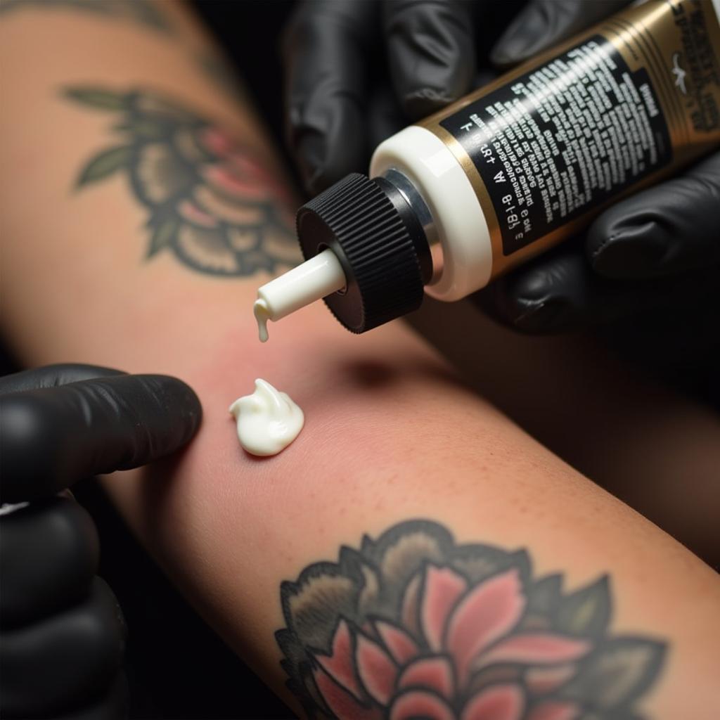 Sử dụng kem dưỡng ẩm để chăm sóc hình xăm mới xăm