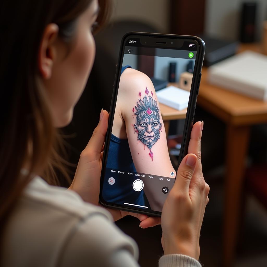 Ung dung xem truoc hinh xam chu theo ten tren co the voi cong nghe thuc te ao AR