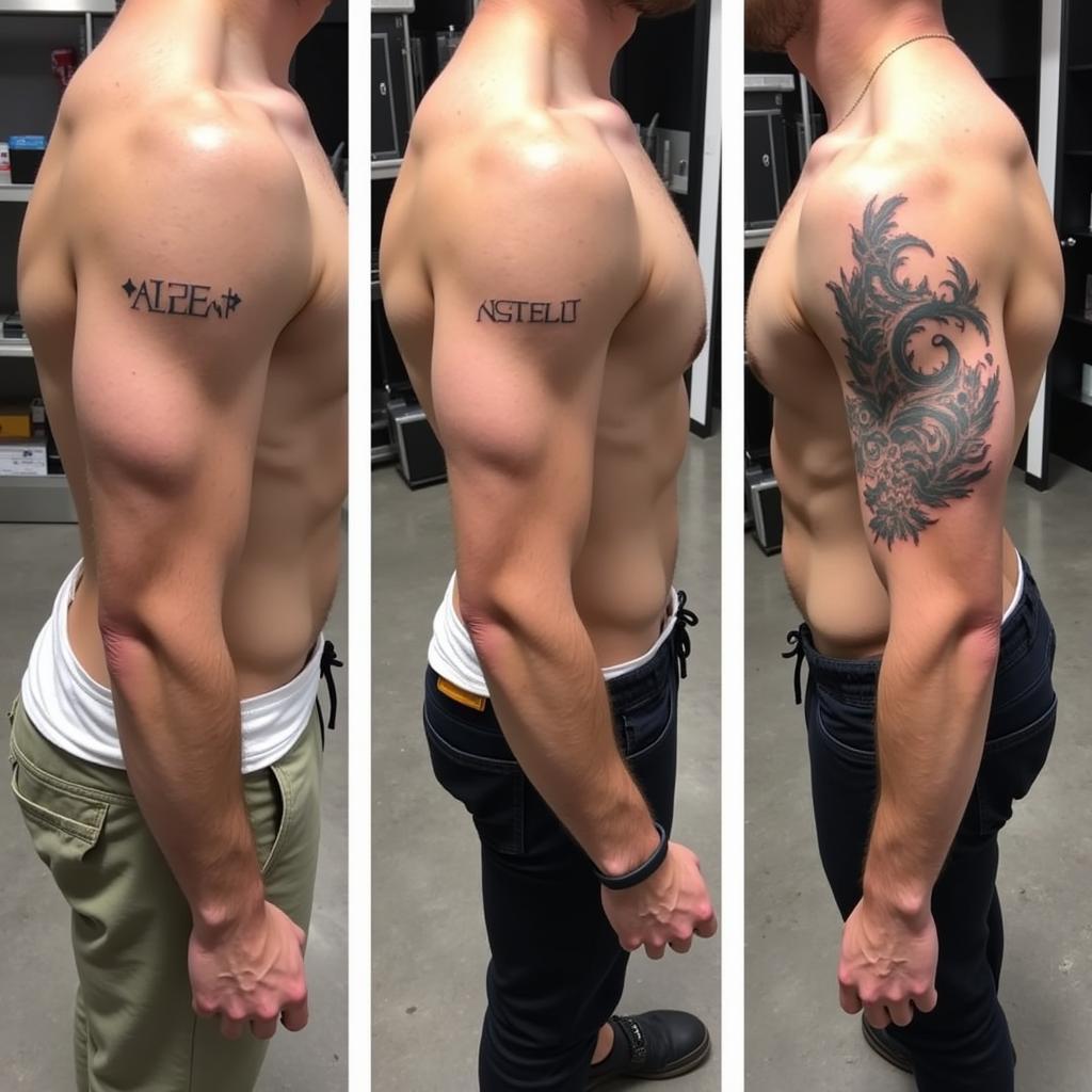 Ba vị trí xăm hình bắp tay nam phổ biến: bắp tay ngoài, bắp tay trong và xăm vòng quanh bắp tay