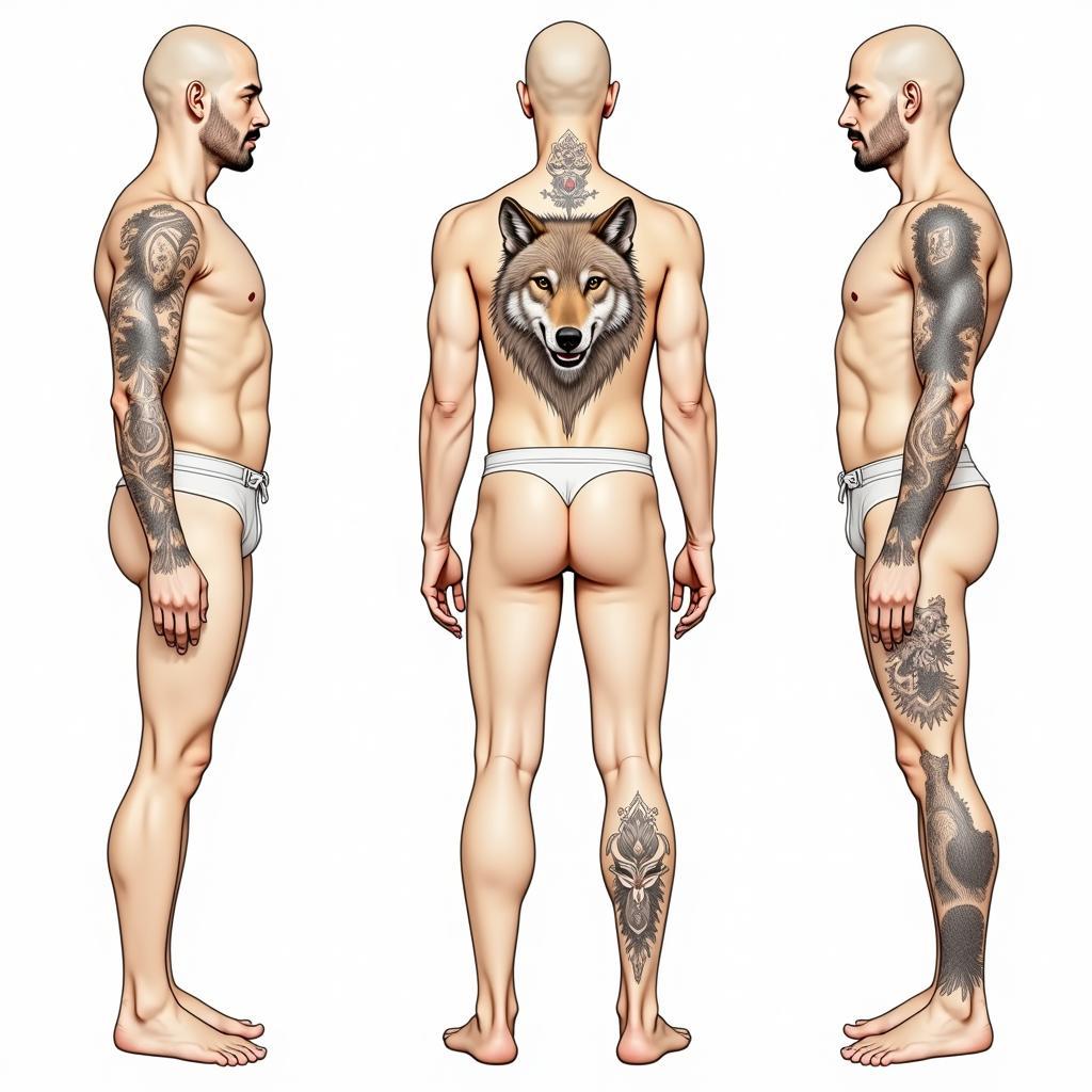 Các vị trí xăm hình chó sói phù hợp trên cơ thể nam giới