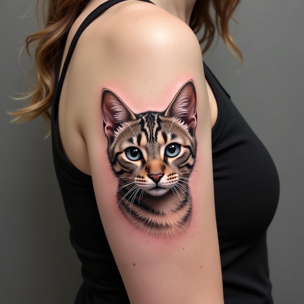 Vi tri xam hinh meo ngau bap tay pho bien duoc yeu thich