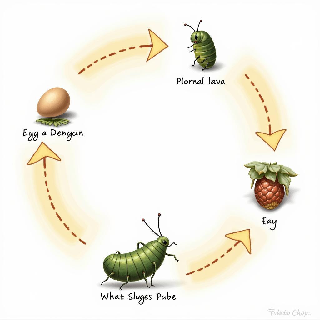 Quá trình biến đổi của bướm từ trứng đến khi trưởng thành.