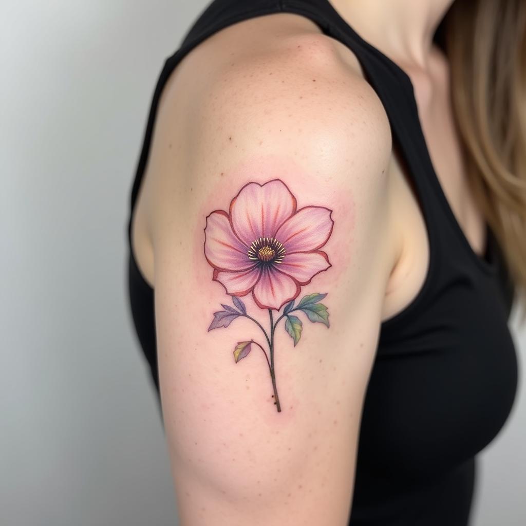 Hình xăm watercolor nữ cảnh hoa màu nước loang màu nhẹ nhàng