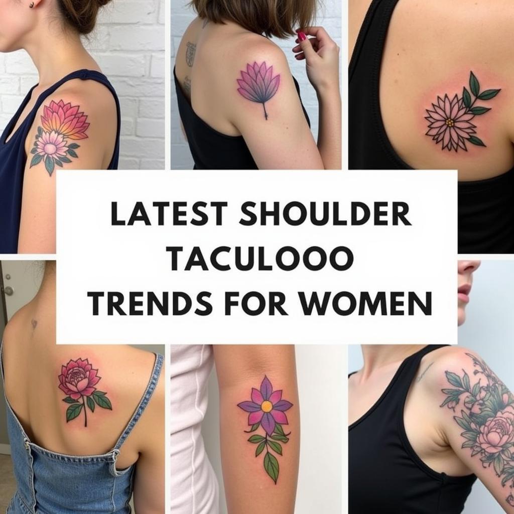 Xu hướng hình xăm vai nữ mới nhất, watercolor, geometric, mini, hoa lá tối giản và kết hợp phong cách