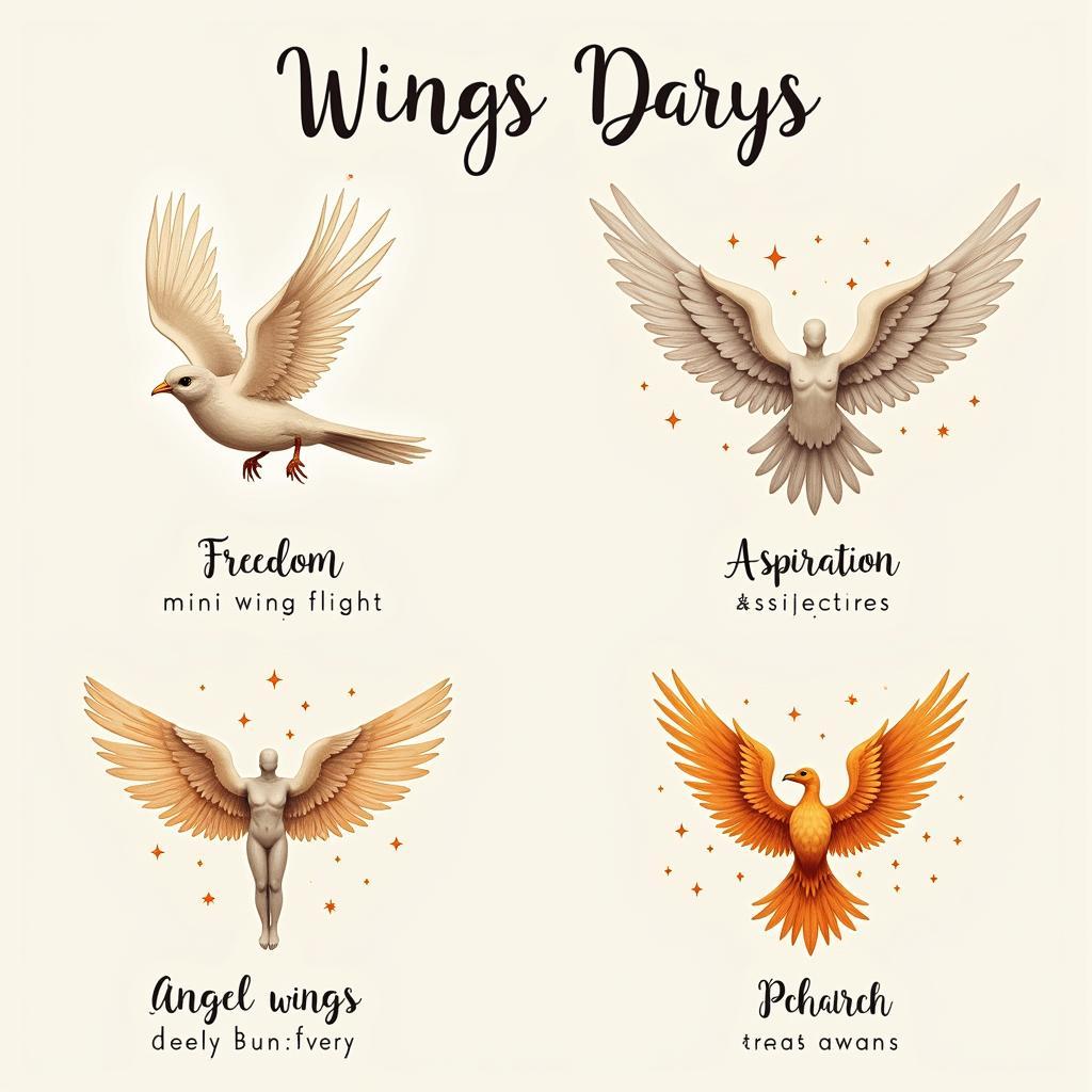 Hình ảnh minh họa ý nghĩa biểu tượng của hình xăm đôi cánh mini: tự do, bảo vệ, khát vọng, tái sinh