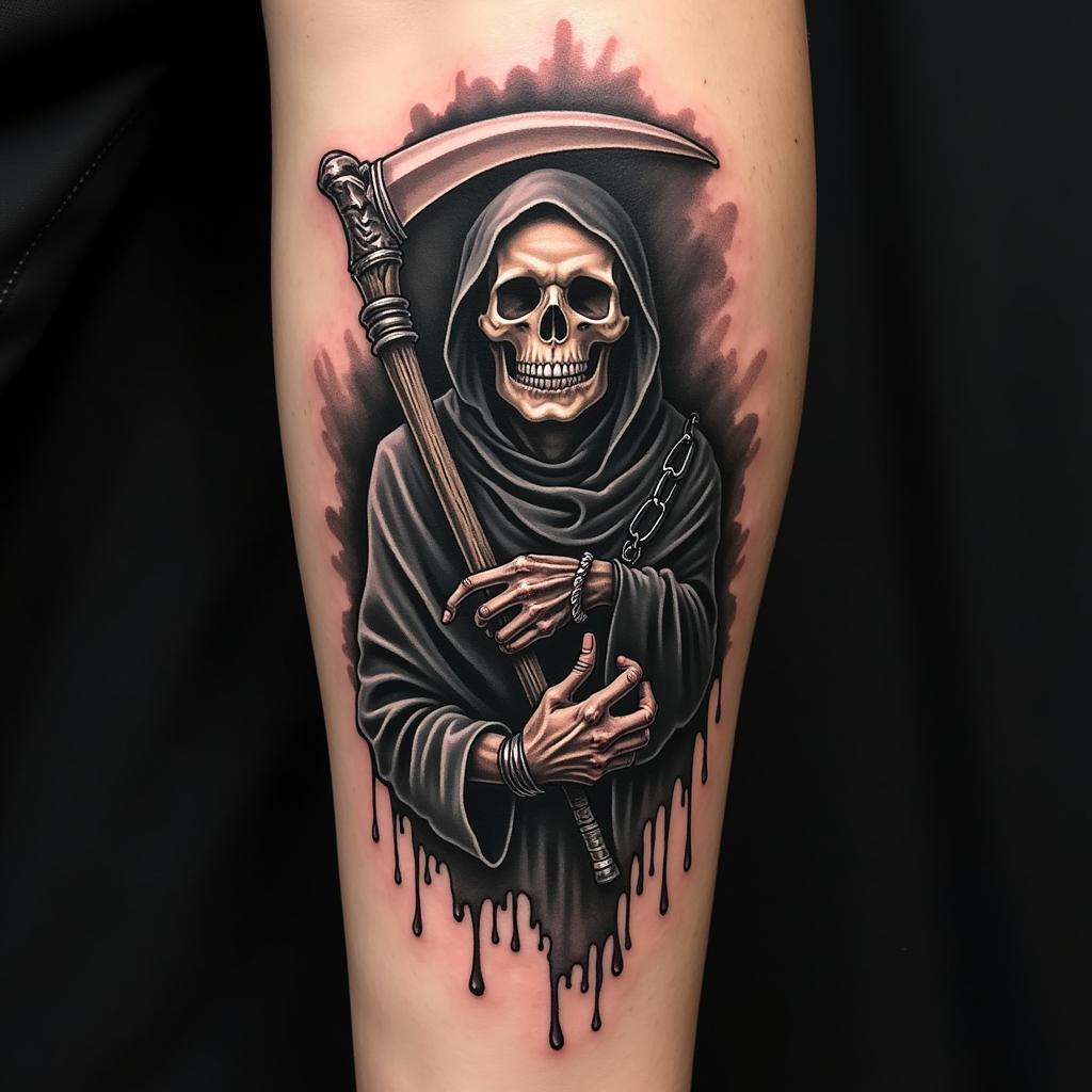 Hình xăm thần chết mang ý nghĩa biểu tượng sâu xa về cuộc sống và sự thay đổi